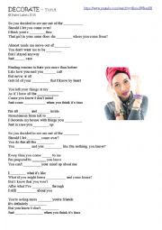 English Worksheet: Yuna - Decorate