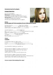Worksheet of song Innocence (Avril Lavigne)