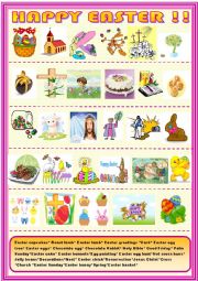 English Worksheet: Happy Easter:  pictionary and matching 