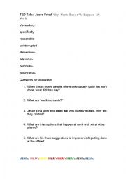 English Worksheet: TED talk- Jason Fried 