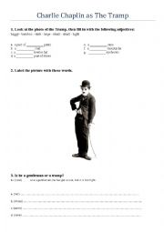 English Worksheet: Charlie Chaplin as The Tramp