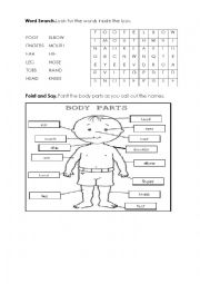 English Worksheet: Body Parts