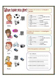 English Worksheet: What have they got?