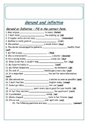 English Worksheet: gerund and infinitive