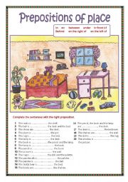 English Worksheet: Prepositions of place.