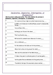 English Worksheet: types of sentences