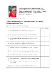 English Worksheet: The Anfield tour with Steven Gerrard