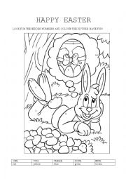 English Worksheet: happy easter numbers hunt