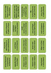 English Worksheet: ReviGame revision boardgame cards (pre-intermediate)