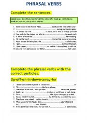 English Worksheet: PHRASAL VERBS