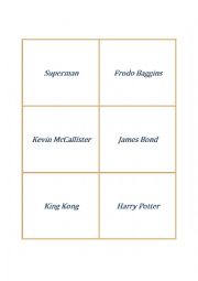 English Worksheet: Famous movie characters guessing game