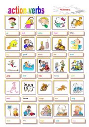 English Worksheet: action verbs pictionary 