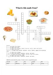English Worksheet: What is this made from? Crossword