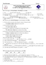 English Worksheet: An Examination At Lower Intermediate Level 