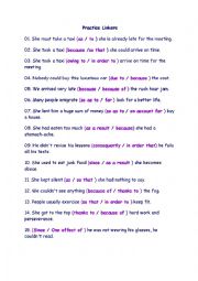 English Worksheet: practice of Linkers