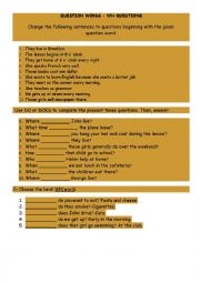 English Worksheet: Question Words