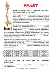 English Worksheet: FEAST