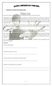 English Worksheet: PAST SIMPLE READING COMPREHENSION ACTIVITY