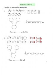 English Worksheet: Subtraction within 10
