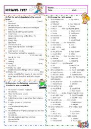 English Worksheet: WISHES - TEST with KEY