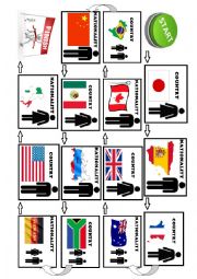 English Worksheet: countries and nationalities BOARD GAME
