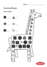 English Worksheet: Counting shapes