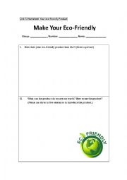 English Worksheet: Create Your Own Eco-friendly Products 
