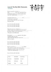 English Worksheet: song: Lucy In the sky with diamonds