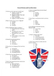 English Worksheet: Great Britian and London Quiz