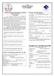 English Worksheet: 9th  GRADE GENERAL REVISION QUIZ