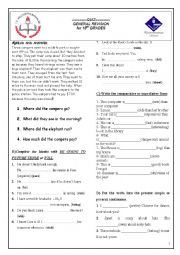 English Worksheet: GENERAL REVISION QUIZ FOR GRADE 10