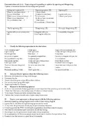 asking and expressing opinion, agreeing, disagreeing and exercises. 