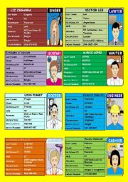 English Worksheet: PERSONAL INFORMATION CARDS 8th SET