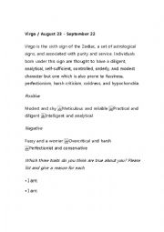 English Worksheet: Horoscope speaking activity