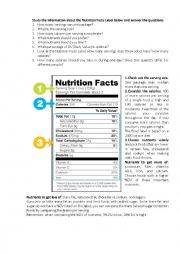 English Worksheet: Nutrition Facts Label 
