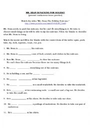 English Worksheet: MR. BEAN IS PACKING FOR HOLIDAY