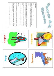 English Worksheet: Sports A-Z game cards