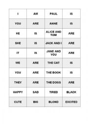 English Worksheet: TO BE - game exercise of conjugation   