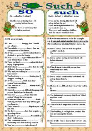 English Worksheet: SO - SUCH with KEY