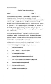 English Worksheet: reading comprehensio present simple