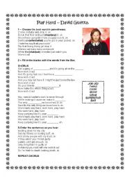 English Worksheet: Play hard David Guetta