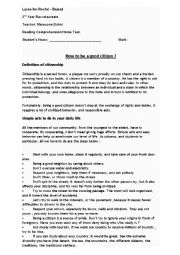 English Worksheet: How to be a good citizen ?