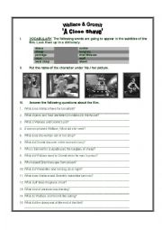 English Worksheet: Wallace & Gromit A Close Shave