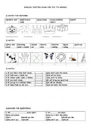 English Worksheet: 7th GRADE EXAMINATION