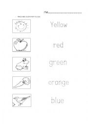 English Worksheet: Five colors