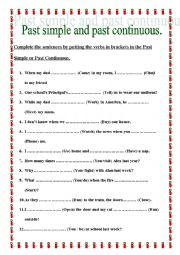 English Worksheet: Past Simple Vs Past Continue