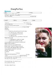 English Worksheet: Madonna-Crazy for you