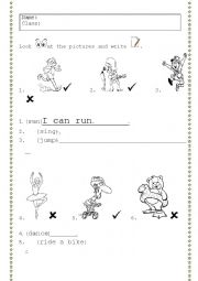 English Worksheet: Can / Cant ACTIONS (writing)