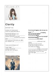 English Worksheet: Song - Clarity