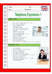 English Worksheet: TELEPHONING 1